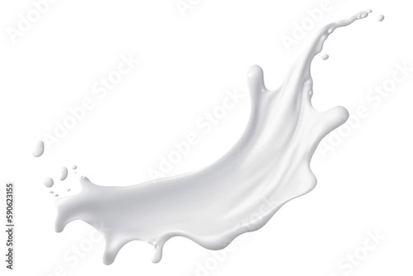 Fototapeta White milk wave splash with splatters and drops. Ai. Cutout on transparent