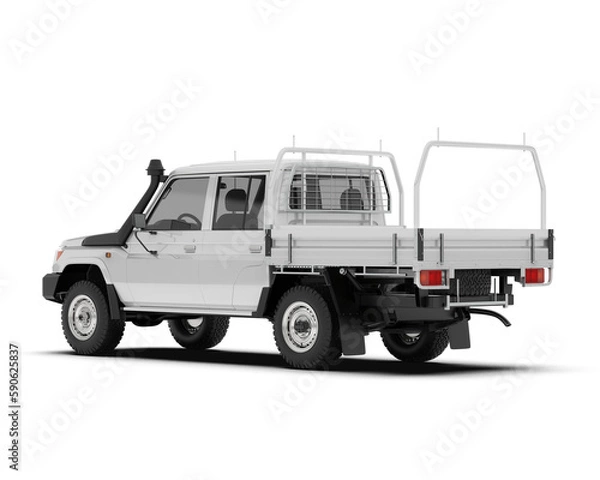 Obraz White pickup truck isolated on transparent background. 3d rendering - illustration