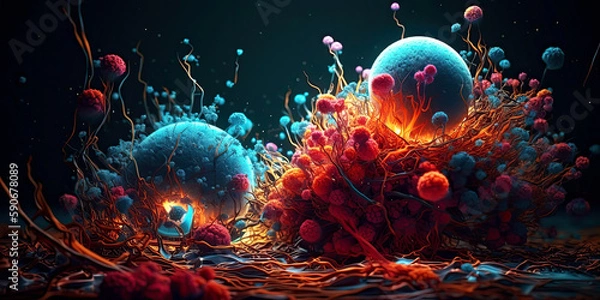 Fototapeta Abstract Microscopic Art, Generative AI