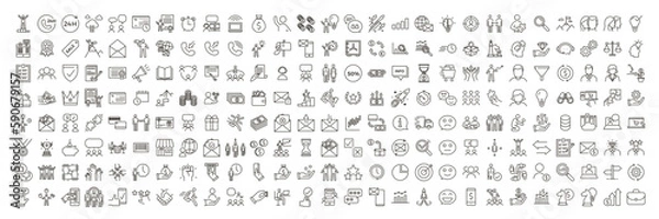 Obraz Big collection of 216 best seller thin line icons related with business, money, people, finance, creativity, employment, success, data, web, commerce and other subjects