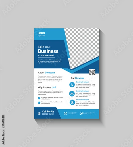 Obraz Simple Blue Color Corporate Template Design