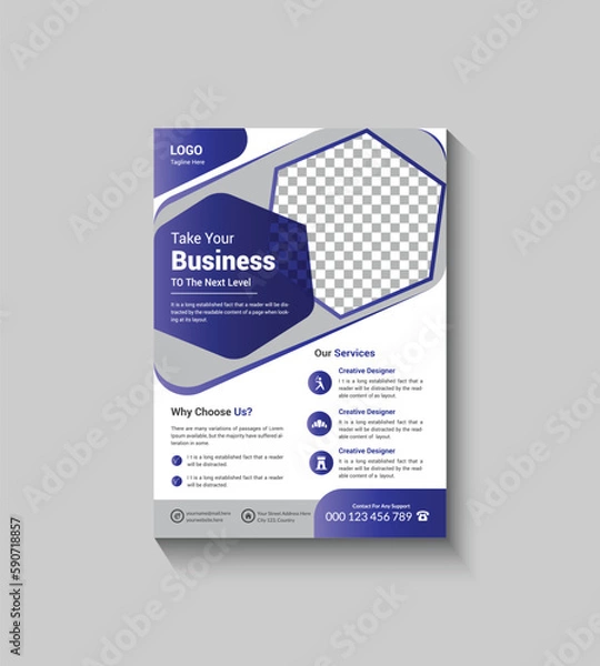 Obraz Simple Blue Color Corporate Template Design