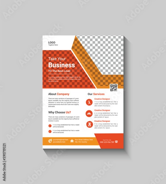 Obraz Orange Corporate Business Flyer Template Design