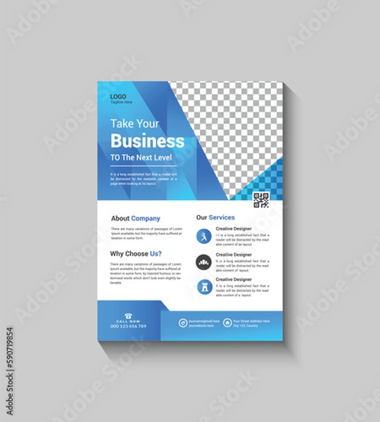 Obraz Simple Blue Color Corporate Template Design