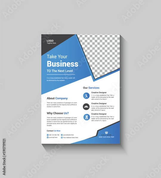 Obraz Simple Blue Color Corporate Template Design