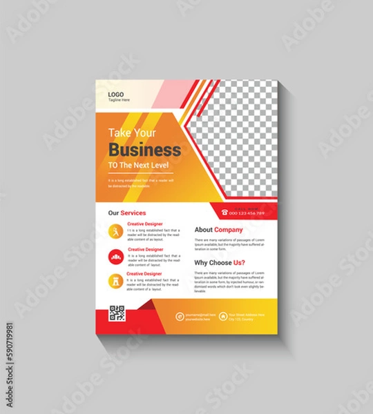 Obraz Orange Corporate Business Flyer Template Design