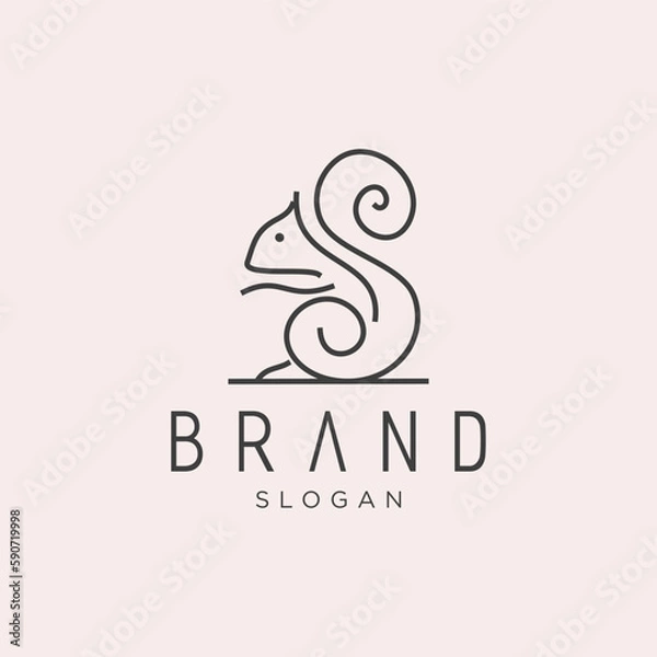 Fototapeta line art squirrel logo template Stock Vector 