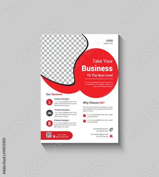 Obraz Modern and Simple Red Flyer Template Design
