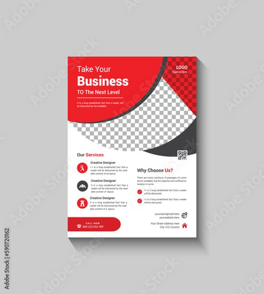 Fototapeta Modern and Simple Red Flyer Template Design
