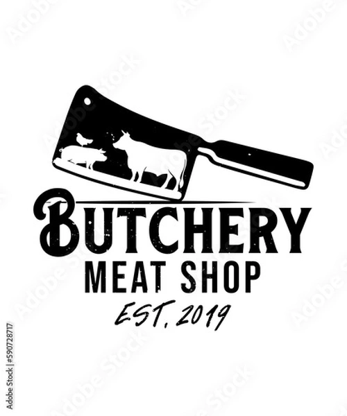 Obraz Butchery meat shop logo vector tshirt design