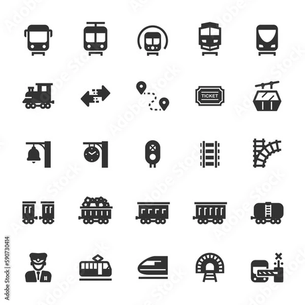 Obraz Icon set - train and transportation