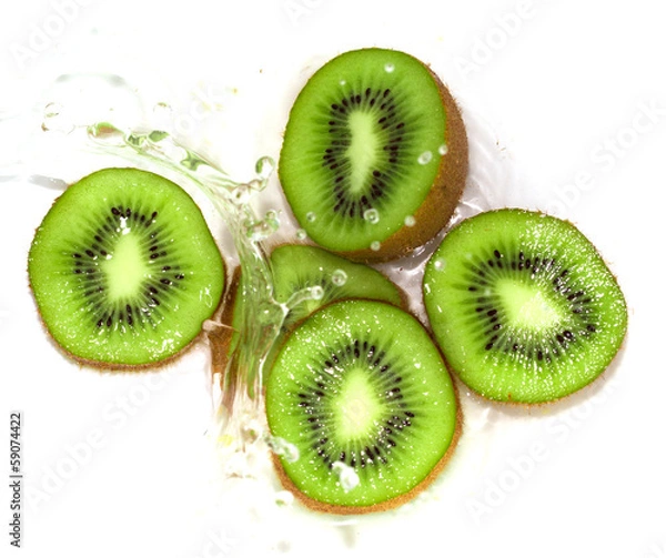 Fototapeta kiwi fruit in water on a white background