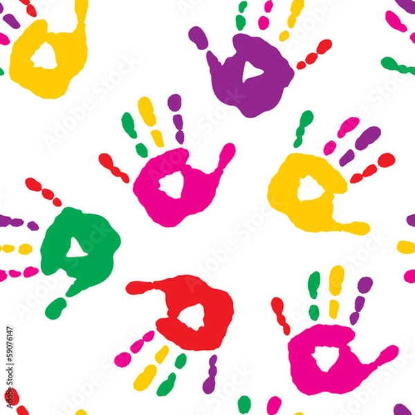 Fototapeta Colorful hand prints on white background
