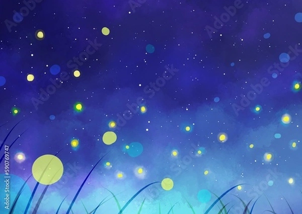 Fototapeta 蛍の水彩背景素材