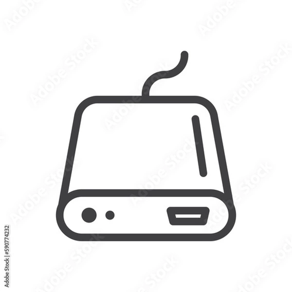 Fototapeta Hard drive vector icon. Hard disk drive flat sign. Portable Power bank icon symbol pictogram. UX UI icon