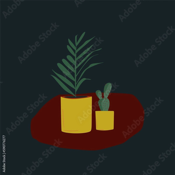 Fototapeta Pot with plants. Botanical Boho Art. Minimalistic design.