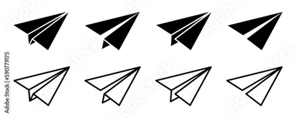 Obraz Set of paper planes vector icons on white background. Send letter. Handmade origami plane. Vector 10 Eps.