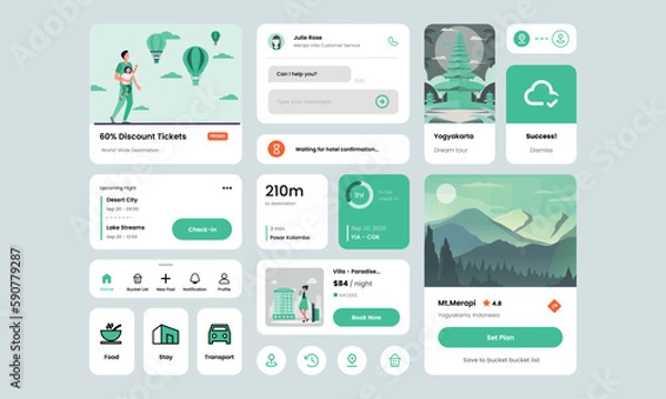 Obraz Travel UI Design Elements and Cards