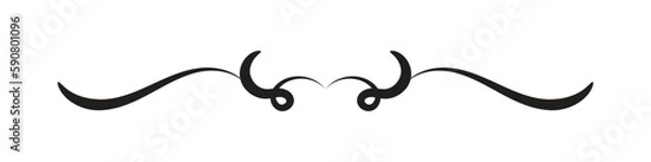 Obraz simple ornamental filigree flourish and thin divider. Classical vintage element, vector illustration