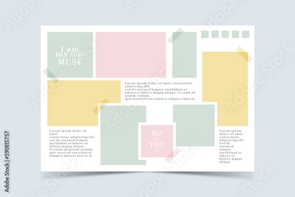 Obraz Vector photo collage template moodboard pictures grids vector illustration