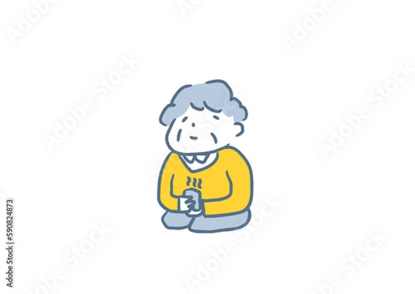 Obraz お茶を飲むおばあさん