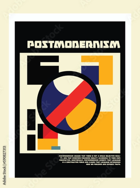 Obraz Artworks, posters inspired postmodern of vector abstract dynamic symbols with bold geometric shapes, useful for web background, poster art design, magazine front page, hi-tech print, cover artwork. 
