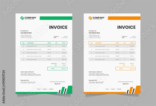 Fototapeta Modern invoice vector template