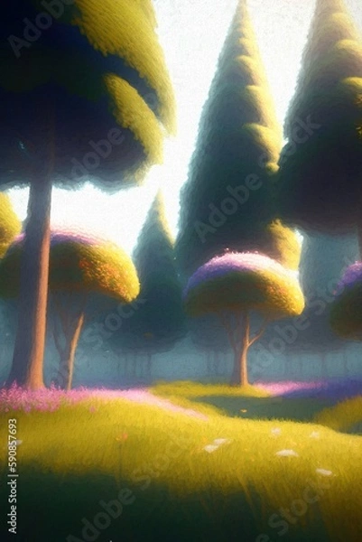 Obraz Astonishing illustration of a beautiful garden