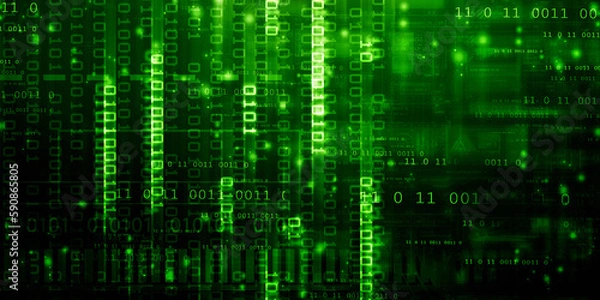 Obraz 2d illustration abstract digital binary data on computer screen