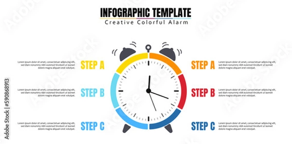 Obraz Infographic Template Creative Colorful Alarm. Suitable for marketing presentation. Business presentation. Web infographic icon