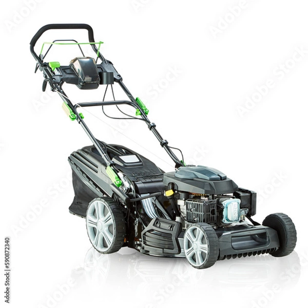 Obraz .walking lawn mower with cut out isolated on background transparent.