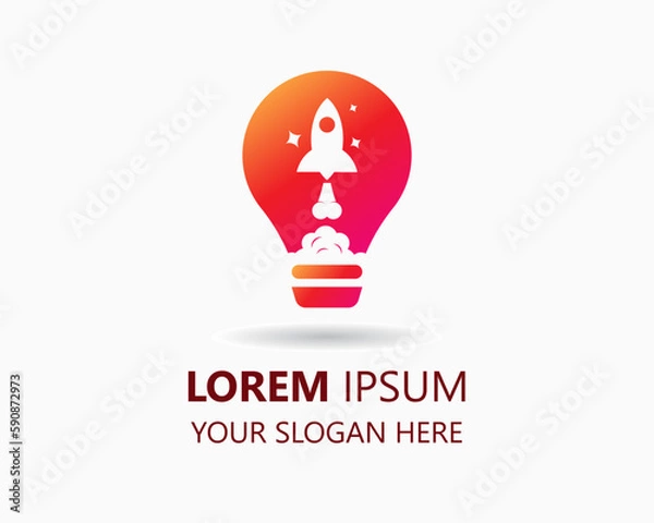 Obraz bulb rocket logo design template. speed idea logo vector
