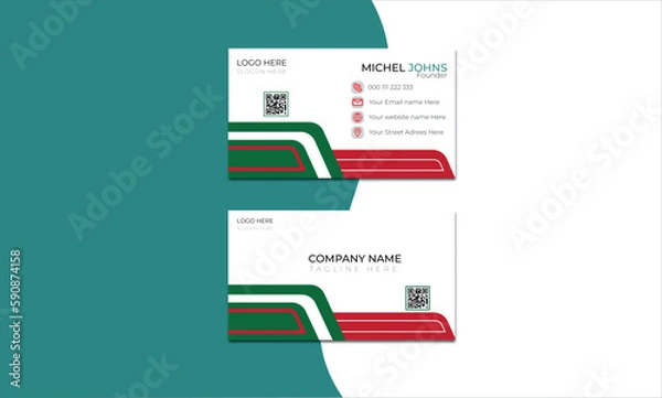 Fototapeta Modern and simple business card design on White Background With mixed color.