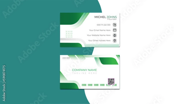 Fototapeta Modern and simple business card Template design On White Background with mixed color.
