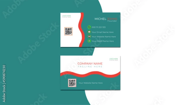 Fototapeta Modern and simple business card Template design On White Background with mixed color.