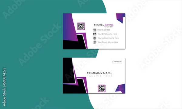 Fototapeta Gorgeous and Modern business card Template design On White Background with mixed Shape and path.