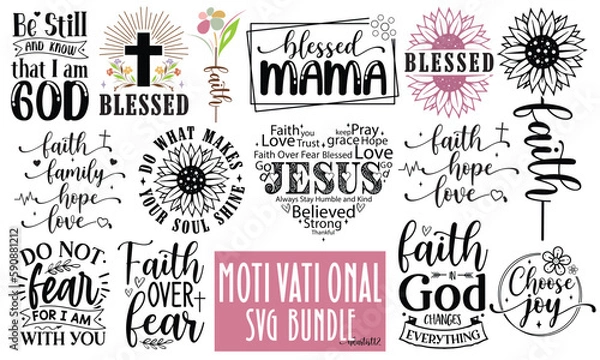 Obraz motivational SVG craft bundle.