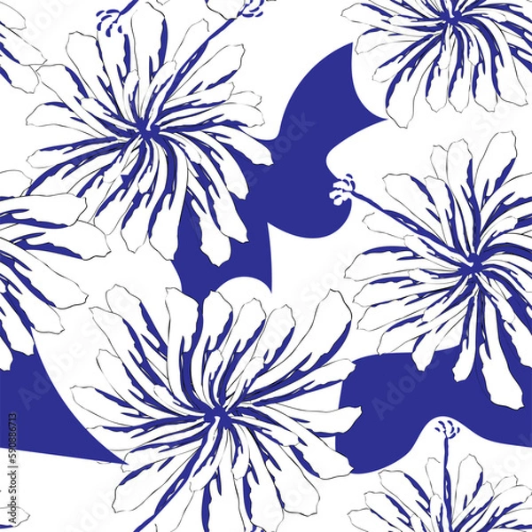 Fototapeta Beautiful paper art seamless pattern with flowers. Summer vector illustration. Spring floral vector illustration.Design element.