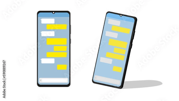 Fototapeta Mobile phone mock-up vector image in Kakao mobile chat window