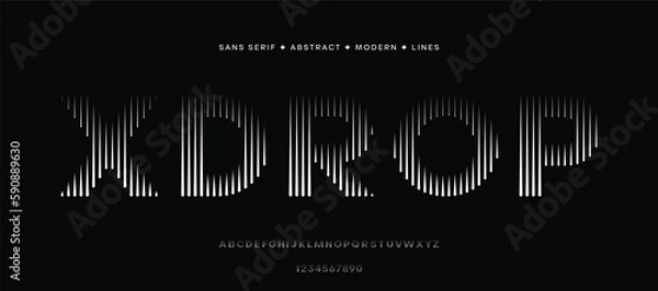 Fototapeta Alphabet Fonts with Abstract Lines Pattern