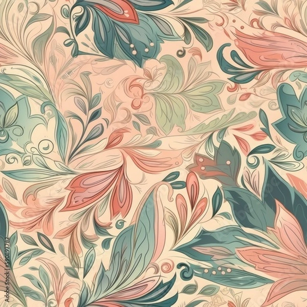 Obraz Boho-inspired floral seamless pattern, featuring exotic and intricate designs that add a touch of wanderlust to your designs.