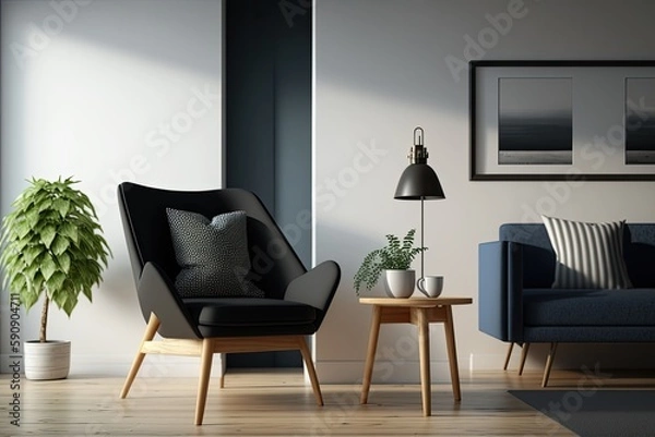 Obraz cozy living room with comfortable seating and a coffee table. Generative AI