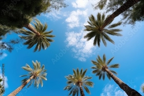 Fototapeta palm tree in the wind