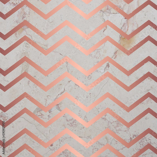 Obraz rose golden chevron  on marble background 