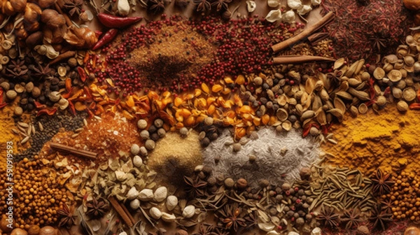 Fototapeta Spice Powder Seamless Repeating Texture, Generative AI