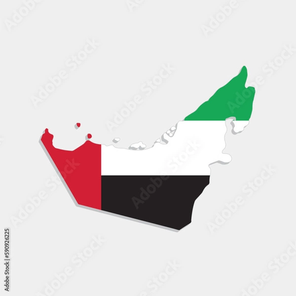 Obraz united arab emirates map with flag on gray background