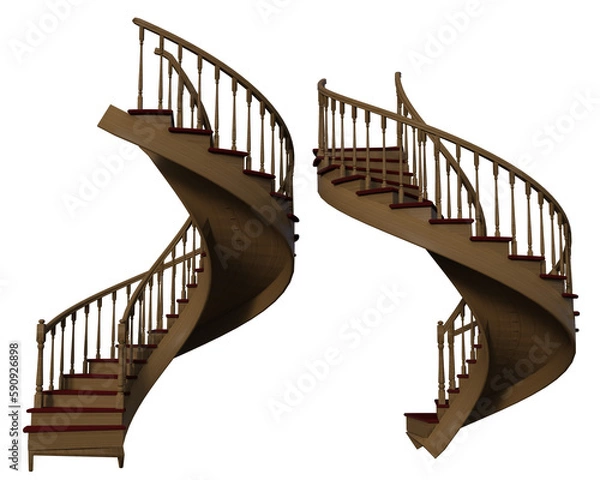 Obraz Perspective views of a spiral staircase.