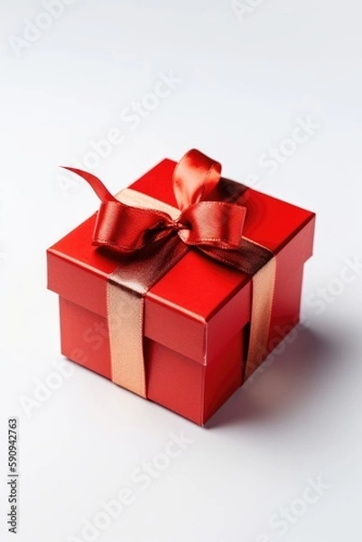 Obraz Top view gift box with isolated white background. Generative AI
