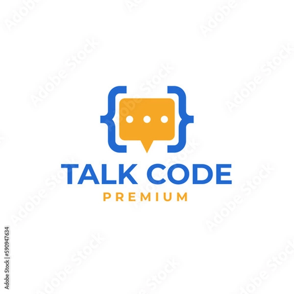Fototapeta Vector talk code logo design concept illustration idea