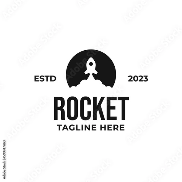 Fototapeta Vector rocket launch logo design concept illustration idea